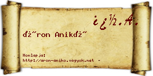 Áron Anikó névjegykártya