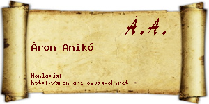 Áron Anikó névjegykártya